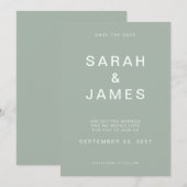 Sage Green Minimalist Modern Wedding Save the Date (Voorkant / Achterkant)