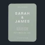 Sage Green Minimalist Modern Wedding Save the Date Magneet<br><div class="desc">Sage Green Minimalist Modern Wedding Save the Date Magnet. Pas dit aan,  sla de datumkaart op met uw gegevens,  bericht en andere informatie.</div>