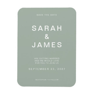 Sage Green Minimalist Modern Wedding Save the Date Magneet