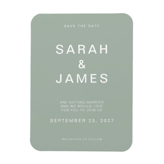 Sage Green Minimalist Modern Wedding Save the Date Magneet (Verticaal)
