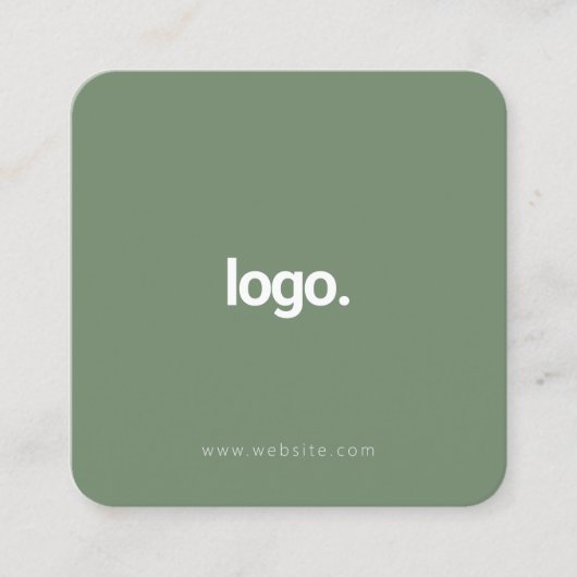 Sage Green Minimalist Moderne Influencer Scannable Vierkante Visitekaartje (Voorkant)