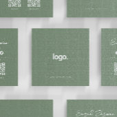 Sage Green Minimalist Moderne Influencer Scannable Vierkante Visitekaartje