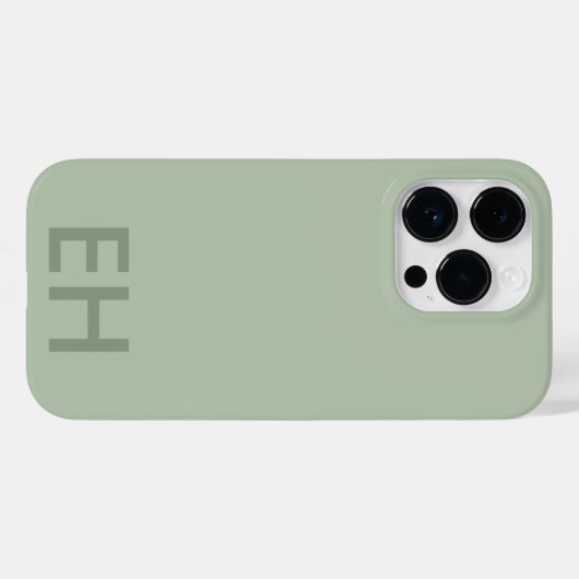 Sage Green Minimalist, monochromatische Initialen Case-Mate iPhone Case (Achterkant (horizontaal))