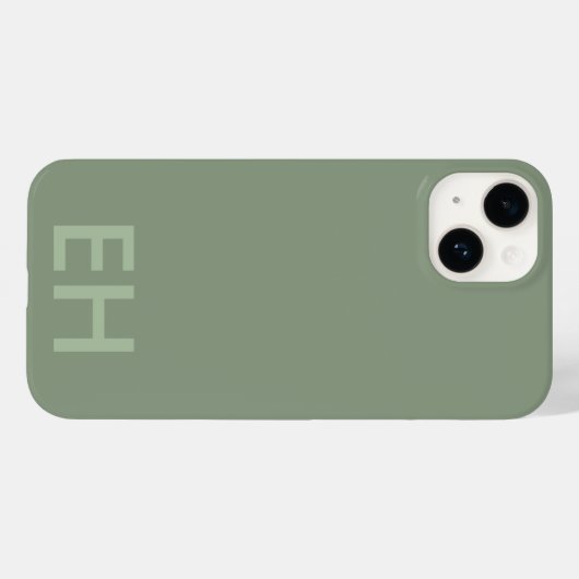 Sage Green Minimalist, Monochromatische Initialen Case-Mate iPhone Case (Achterkant (horizontaal))