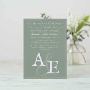 Sage Green Minimalist Monogram repetitie diner Kaart