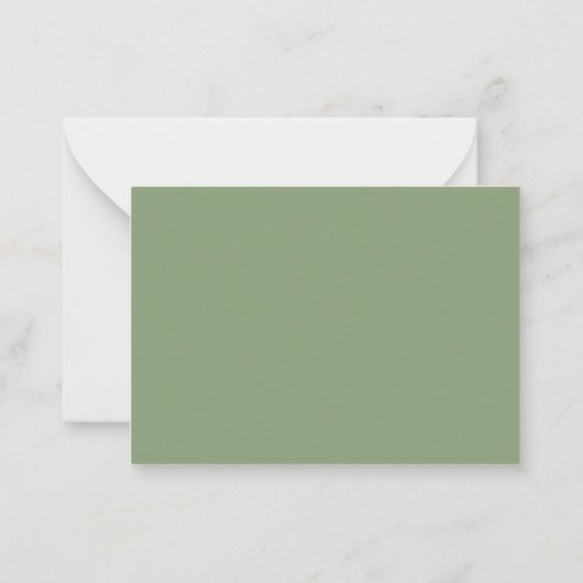Sage Green Minimalist Monogram Thin & Thick Border Notitiekaartje (Achterkant)