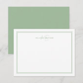 Sage Green Minimalist Monogram Twee Rand 4.25x5.5 Notitiekaartje (Voorkant / Achterkant)