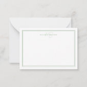 Sage Green Minimalist Monogram Two Border Notitiekaartje (Voorkant)