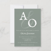 Sage Green Minimalist Monogram Vrijgezellenfeest Kaart (Voorkant)