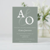 Sage Green Minimalist Monogram Vrijgezellenfeest Kaart (Staand voorkant)