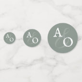 Sage Green Minimalist Monogram Weddenschap Confetti (Voorkanten)