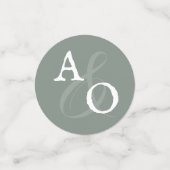 Sage Green Minimalist Monogram Weddenschap Confetti (Kleine voorkant)