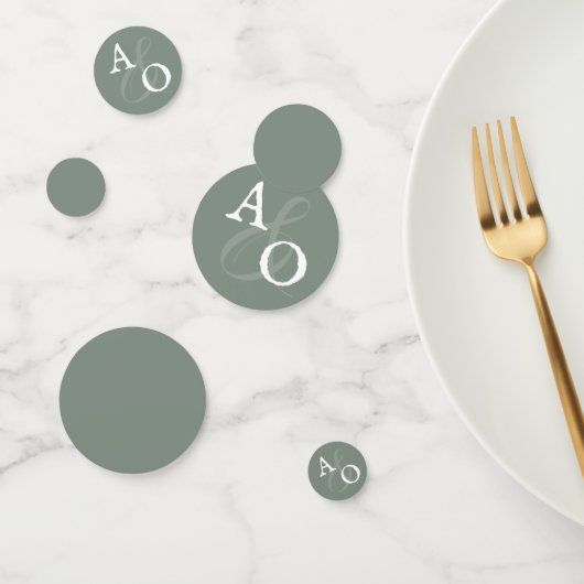 Sage Green Minimalist Monogram Weddenschap Confetti (Groep)