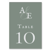 Sage Green Minimalist Monogram Weddenschap Kaart (Achterkant)