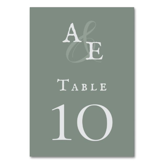 Sage Green Minimalist Monogram Weddenschap Kaart (Voorkant)