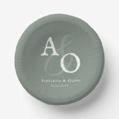 Sage Green Minimalist Monogram Weddenschap Papieren Kommen (Voorkant)