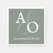 Sage Green Minimalist Monogram Weddenschap Servet (Voorkant)