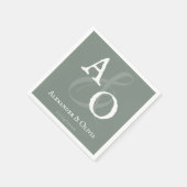 Sage Green Minimalist Monogram Weddenschap Servet (Hoek)