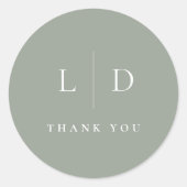 Sage Green Minimalist Monogram Wedding Favoriet Ronde Sticker (Voorkant)