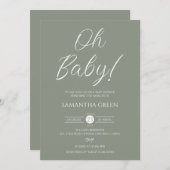 Sage Green Minimalist OH Baby Baby shower Kaart (Voorkant / Achterkant)