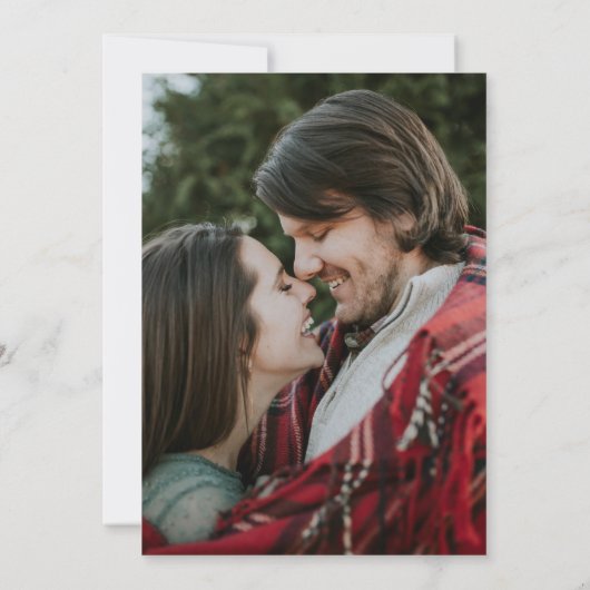 Sage Green Minimalist Photo New Plan Wedding Aankondiging (Achterkant)