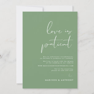 Sage Green minimalist Photo Wedding Postponement Aankondiging
