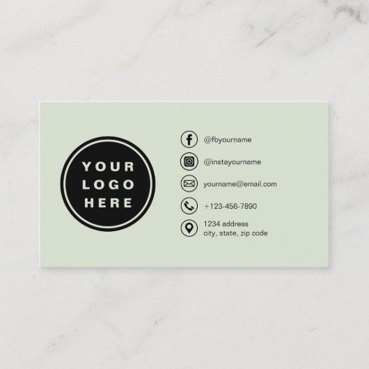 Sage Green Minimalist Photo with QR Code Visitekaartje (Achterkant)