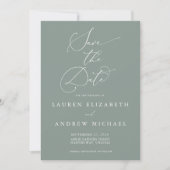 Sage Green Minimalist Save the Date Invitation Kaart (Voorkant)