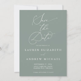 Sage Green Minimalist Save the Date Invitation Kaart