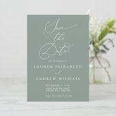 Sage Green Minimalist Save the Date Invitation Kaart (Staand voorkant)