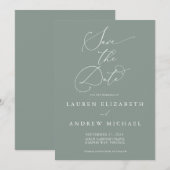 Sage Green Minimalist Save the Date Invitation Kaart (Voorkant / Achterkant)