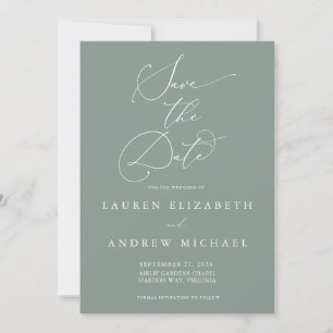 Sage Green Minimalist Save the Date Invitation Kaart
