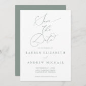 Sage Green Minimalist Save the Date Invitation Kaart (Voorkant / Achterkant)