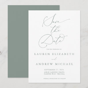 Sage Green Minimalist Save the Date Invitation Kaart