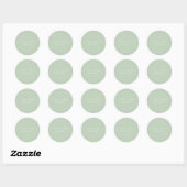 Sage green minimalist save the date ronde sticker (Vel)
