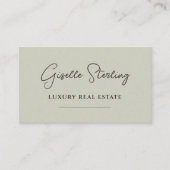 Sage Green Minimalist Script QR Code Visitekaartje (Voorkant)