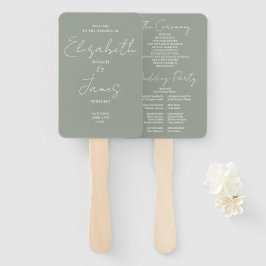 Sage Green Minimalist Script Wedding Program Handwaaier