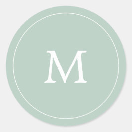 sage green minimalist simpel monogram bruiloft ronde sticker