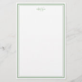 Sage Green Minimalist Simple Monogram Two Border Briefpapier (Voorkant)