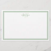 Sage Green Minimalist Simple Monogram Two Border Briefpapier (Voorkant)