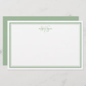 Sage Green Minimalist Simple Monogram Two Border Briefpapier (Voorkant / Achterkant)