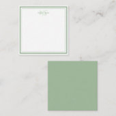 Sage Green Minimalist Simple Monogram Two Border Notitiekaartje (Voorkant / Achterkant)