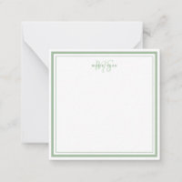 Sage Green Minimalist Simple Monogram Two Border