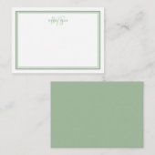 Sage Green Minimalist Simple Monogram Two Border Notitiekaartje (Voorkant / Achterkant)
