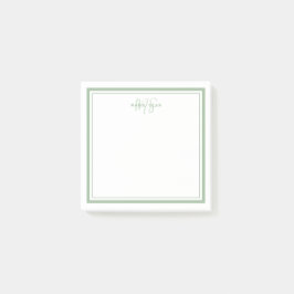 Sage Green Minimalist Simple Monogram Two Border Post-it® Notes