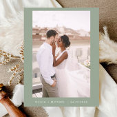 Sage Green Minimalist Sla de datumscriptfoto op Briefkaart