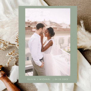 Sage Green Minimalist Sla de datumscriptfoto op Briefkaart