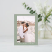 Sage Green Minimalist Sla de datumscriptfoto op Briefkaart (Staand voorkant)