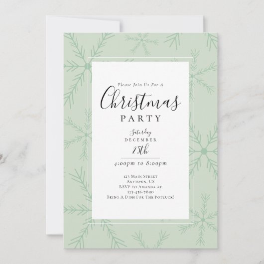 Sage Green Minimalist Snowflake Kerstmis Kaart (Voorkant)