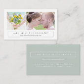 Sage Green Minimalist Two Photo Layout Modern Visitekaartje (Voorkant / Achterkant)